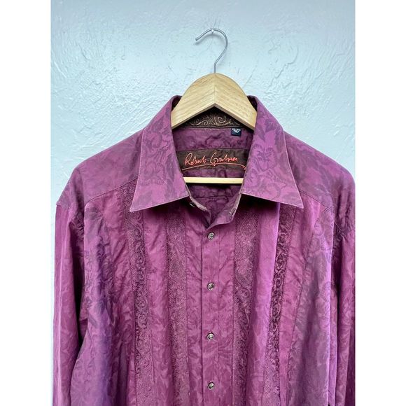 Robert Graham XXL Dark Patterned Purple Prp Button Up Long Sleeve Shirt Cotton - Picture 2 of 8